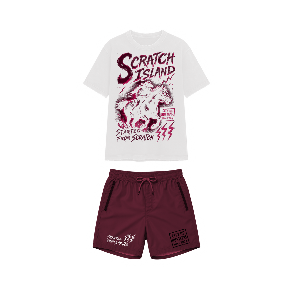 ScratchIsland Short Set - Maroon
