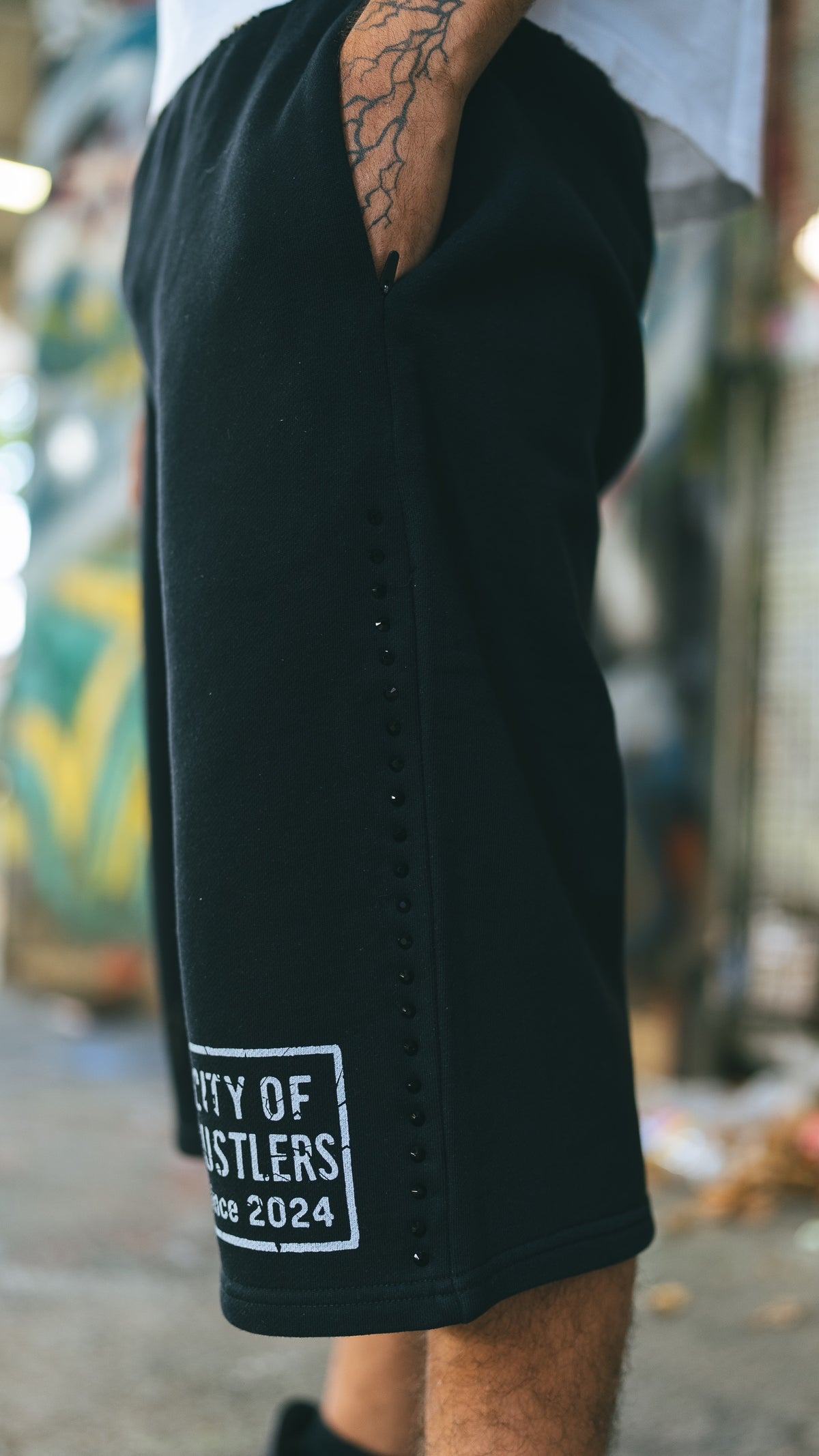 Black/White  PearlStones Statement Shorts