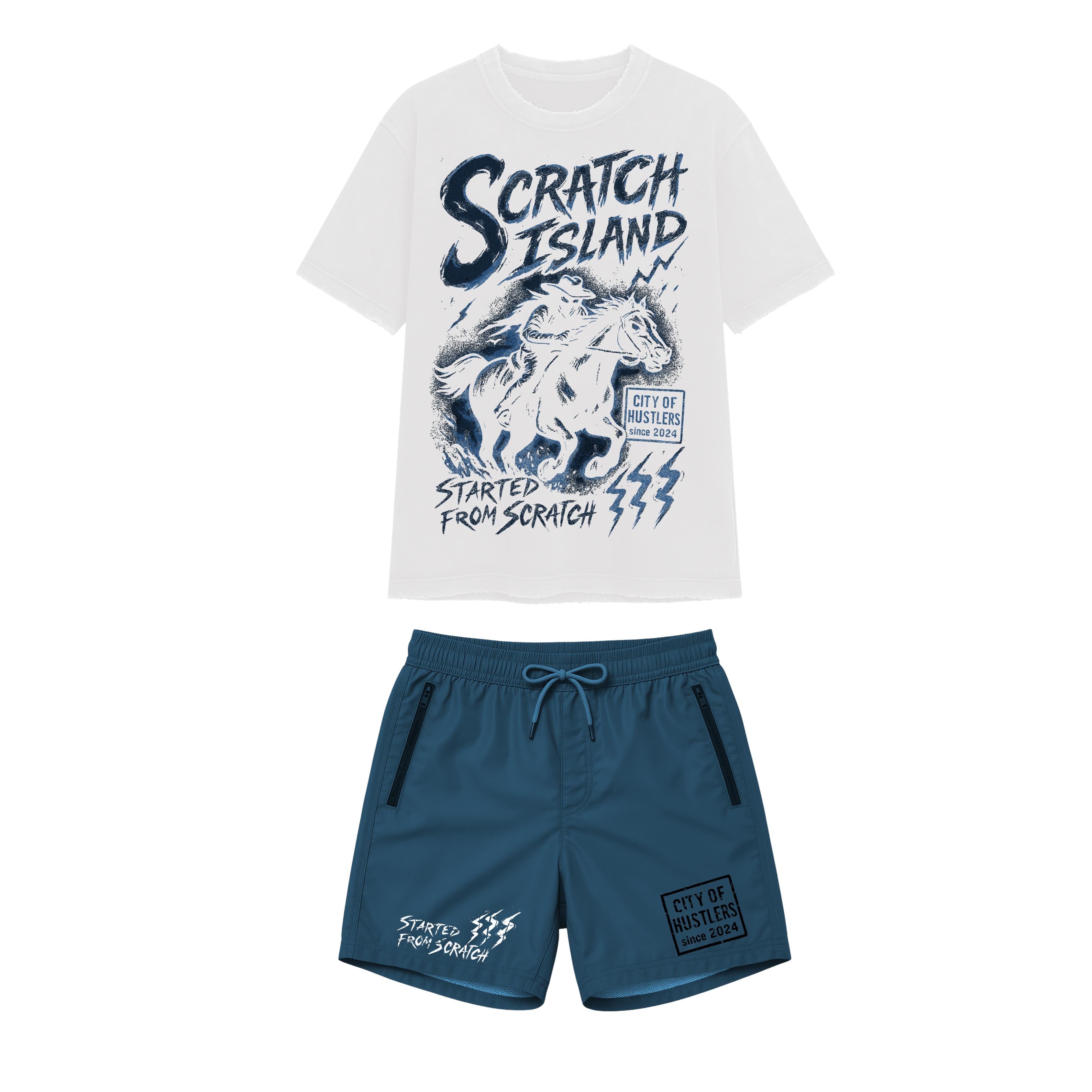 ScratchIsland Short Set - Midnight Aqua