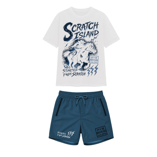 ScratchIsland Short Set - Midnight Aqua