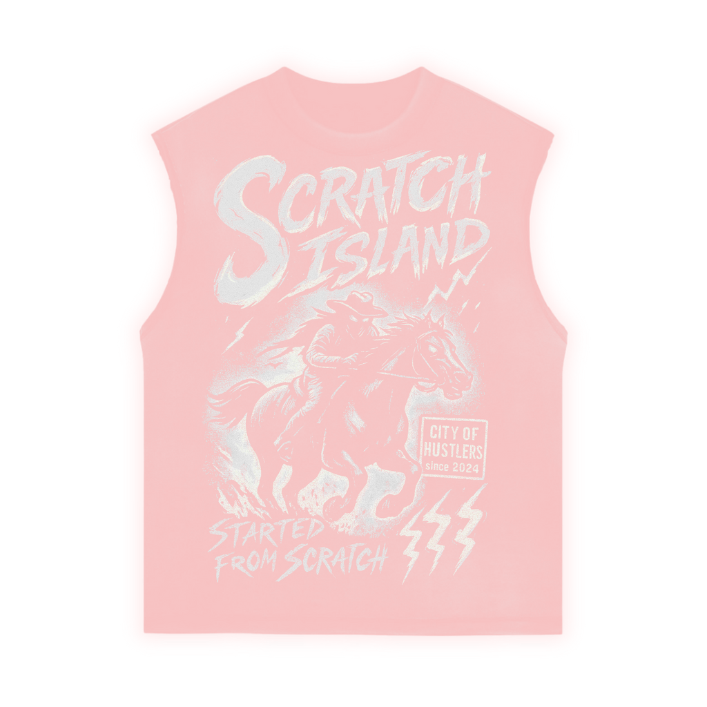 Peach & Off White No Sleeve Tee