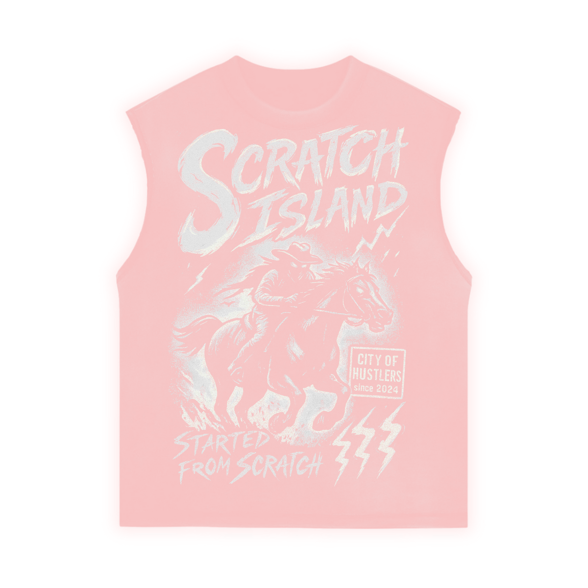 Peach & Off White No Sleeve Tee