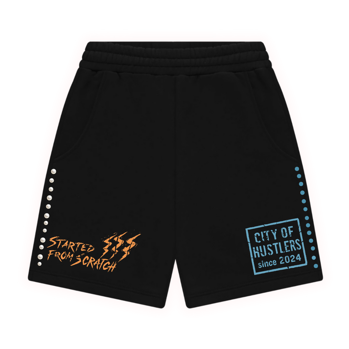 Black Orange/Blue PearlStone Statement Shorts