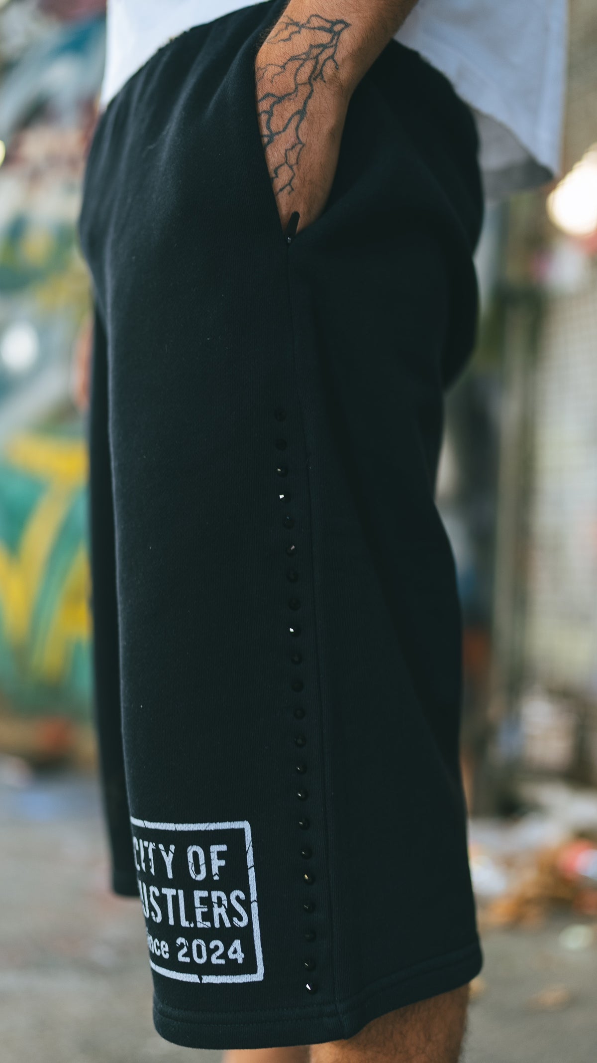 Black/White  PearlStones Statement Shorts