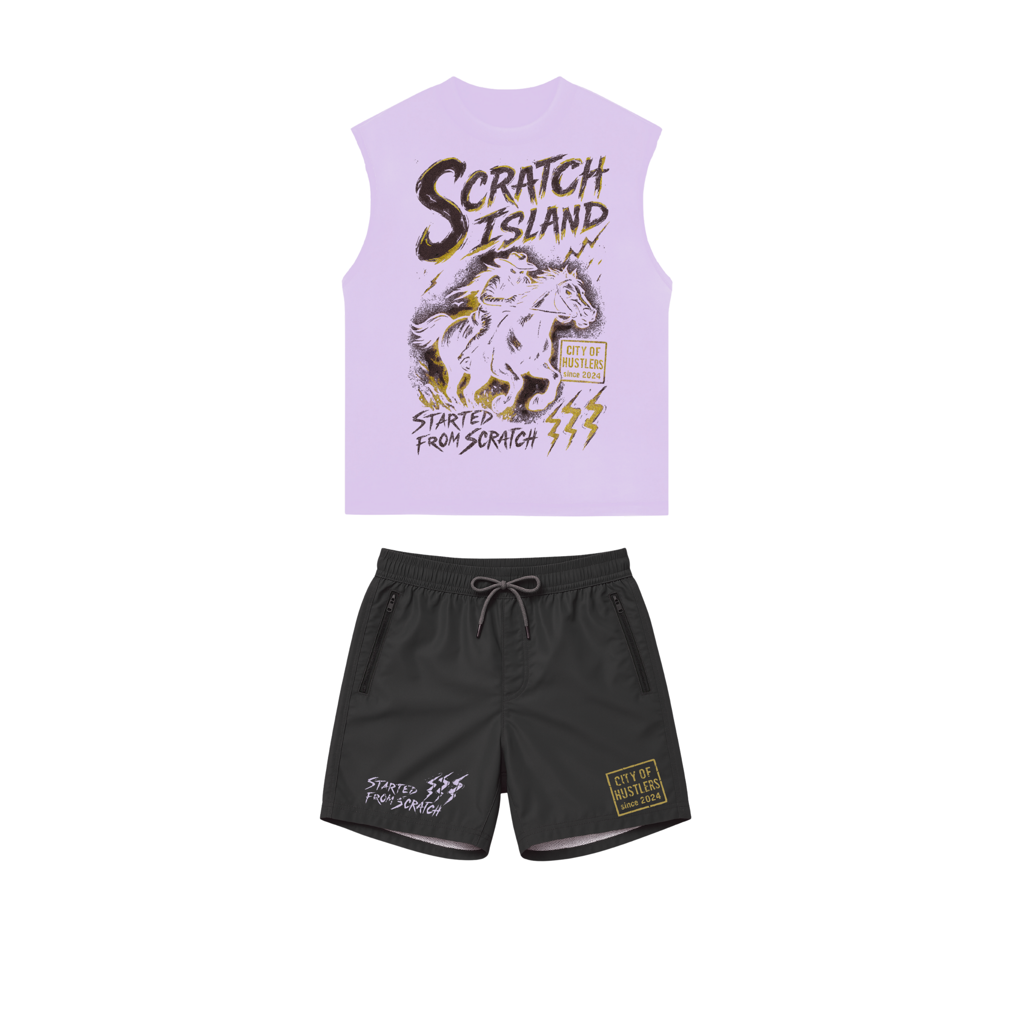 ScratchIsland Sleevless Short Set - Violet Mist