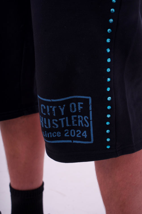 Black Orange/Blue PearlStone Statement Shorts