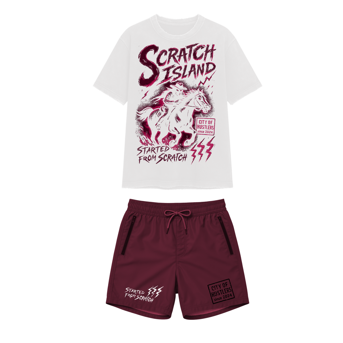 ScratchIsland Short Set - Maroon