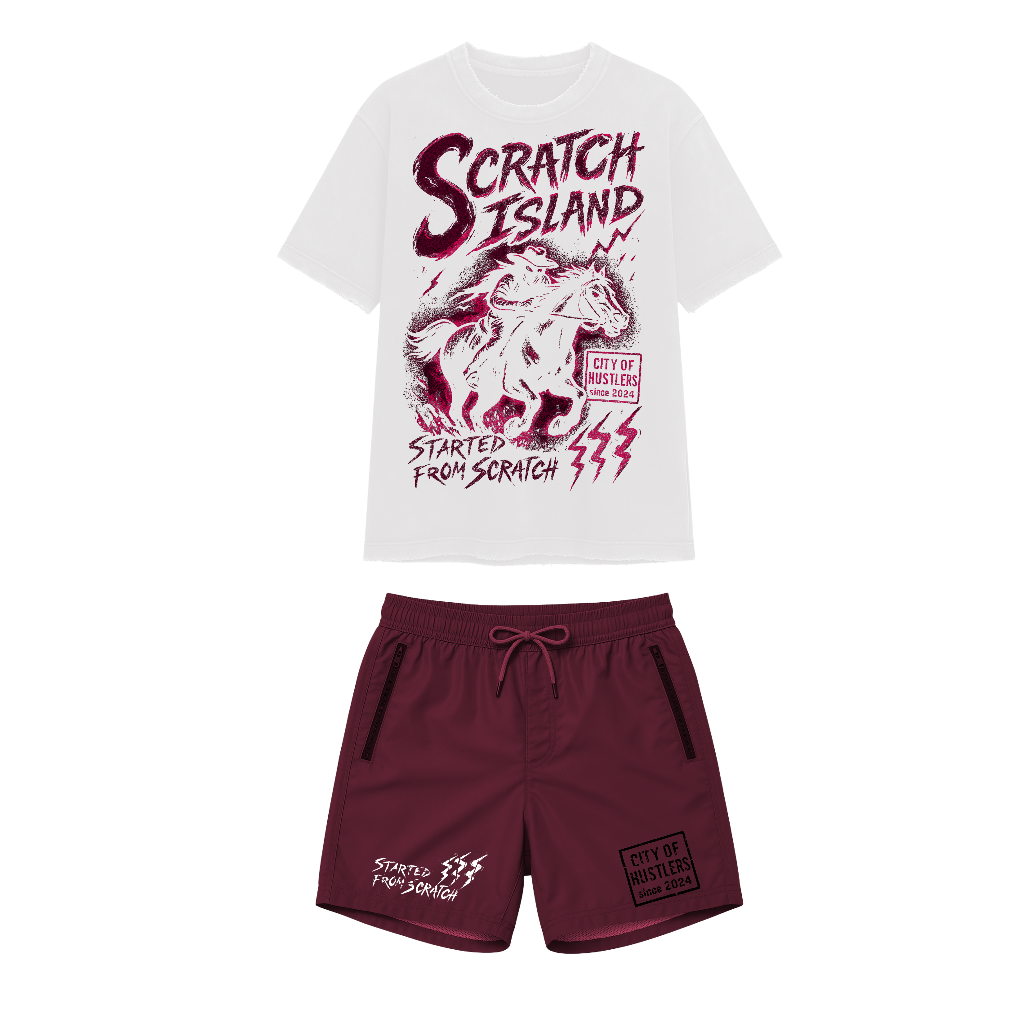 ScratchIsland Short Set - Maroon